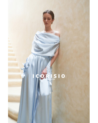 LUEUR ONE SHOULDER TOP - ICE BLUE