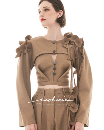 HYMN CROP OUTER - BROWN